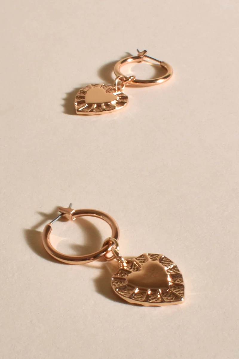 Adorne Vintage Heart Mini Hoops 3478 - Gold