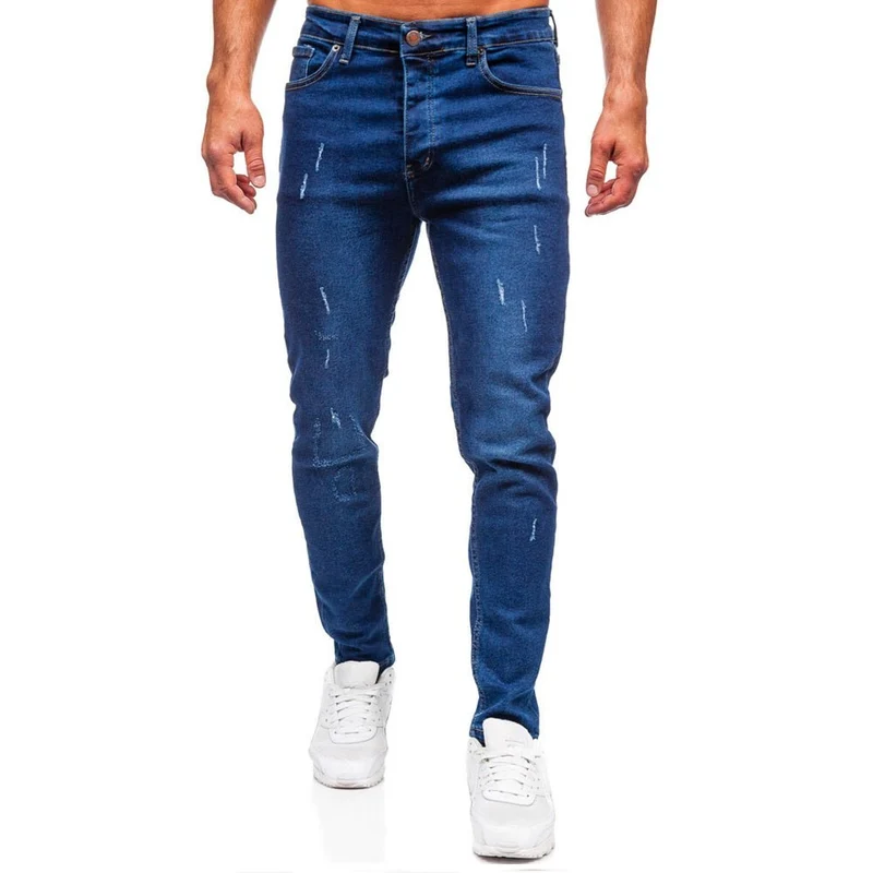 Herrjeans Slim Fit med stilrena slitningar -UTFÖRSÄLJNING