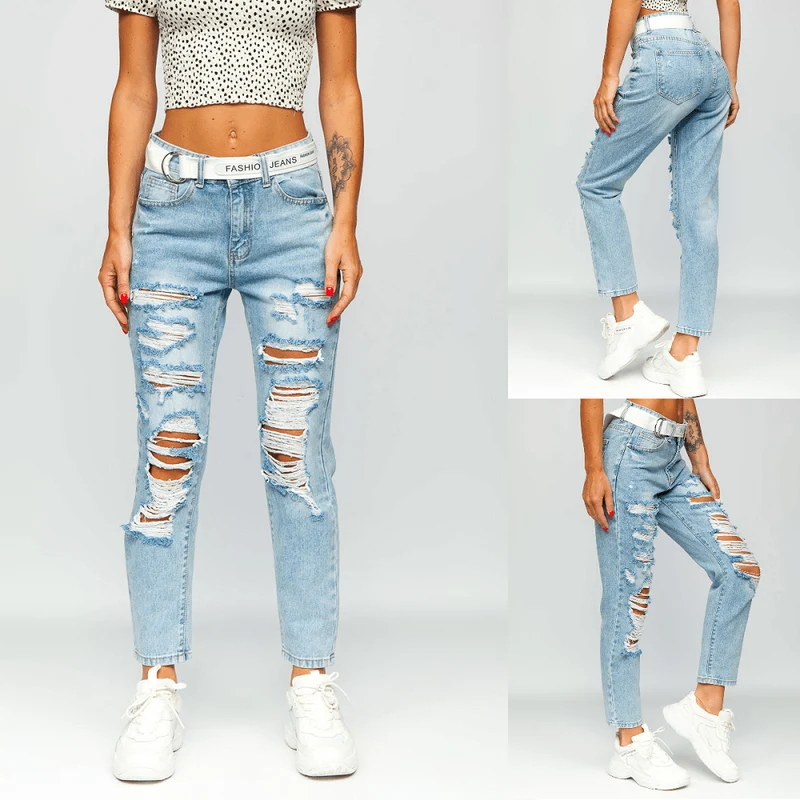 Jeans Destroyed - Ljusblå Damjeans - Utförsäljning