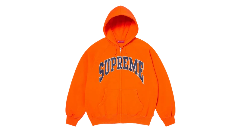 Supreme Cracked Raglan Zip Up Hoodie Orange (SS26)