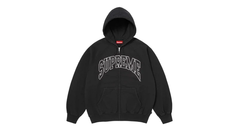 Supreme Cracked Raglan Zip Up Hoodie Black (SS26)
