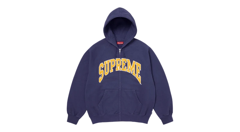 Supreme Cracked Raglan Zip Up Hoodie Navy (SS26)
