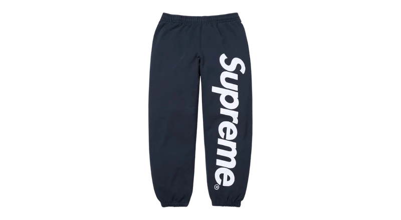 Supreme Satin Applique Sweatpant Washed Navy (SS26)