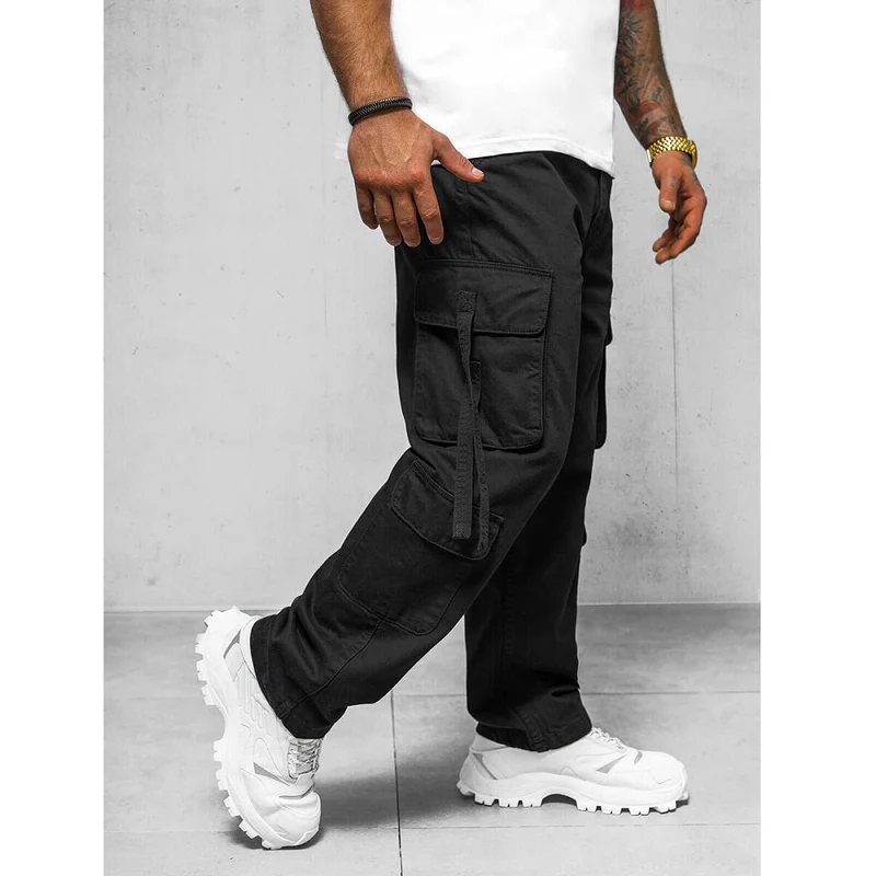 Svart cargobyxa 100% bomull - Relaxed fit