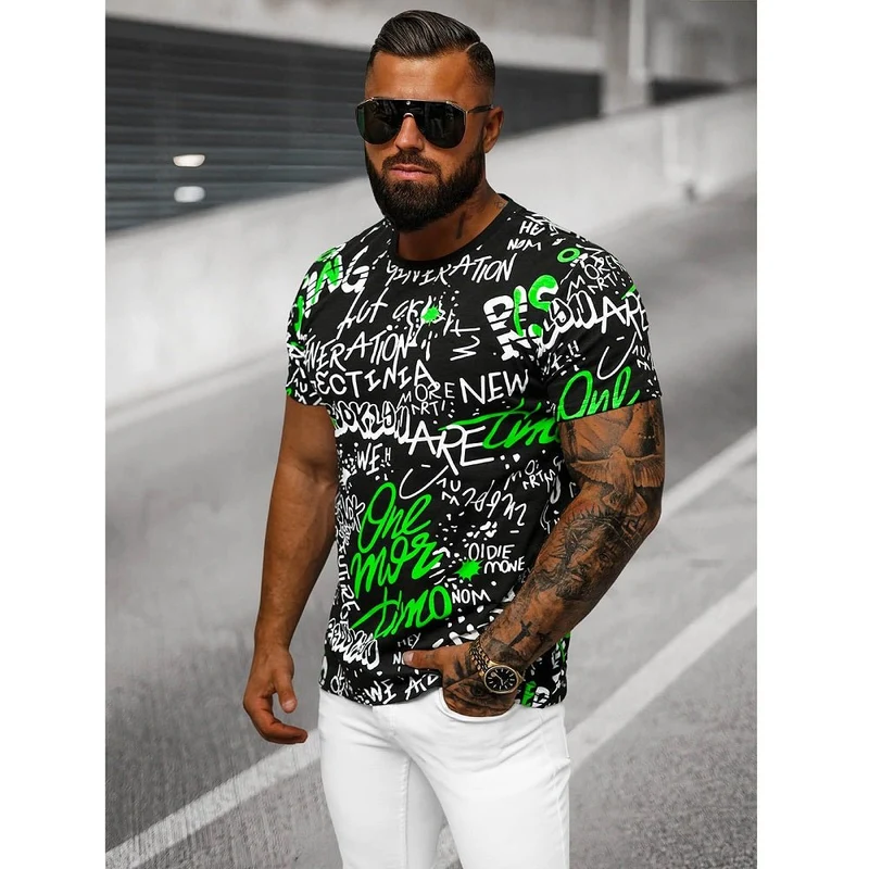 Texttrycks T-shirt - Svart Herr