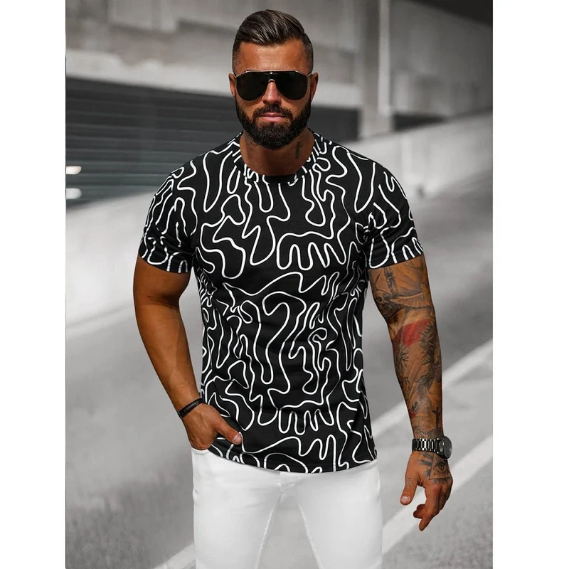 Svart printed T-Shirt - Herrtröja - Utförsäljning
