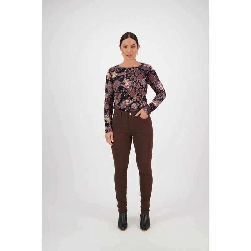 skinny leg full length basket weave jean chocolate (Last one size 10)