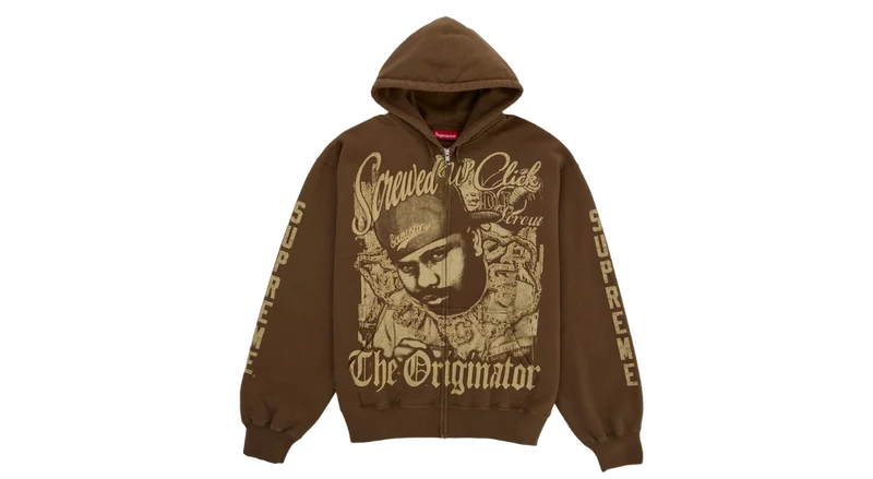 Supreme DJ Screw Zip Up Hoodie Brown