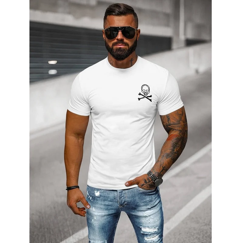 Vit Herr T-shirt - Slim Fit Modell - Utförsäljning