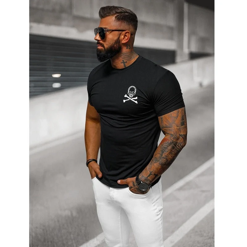 Svart Herr T-shirt - Slim Fit Modell - Utförsäljning