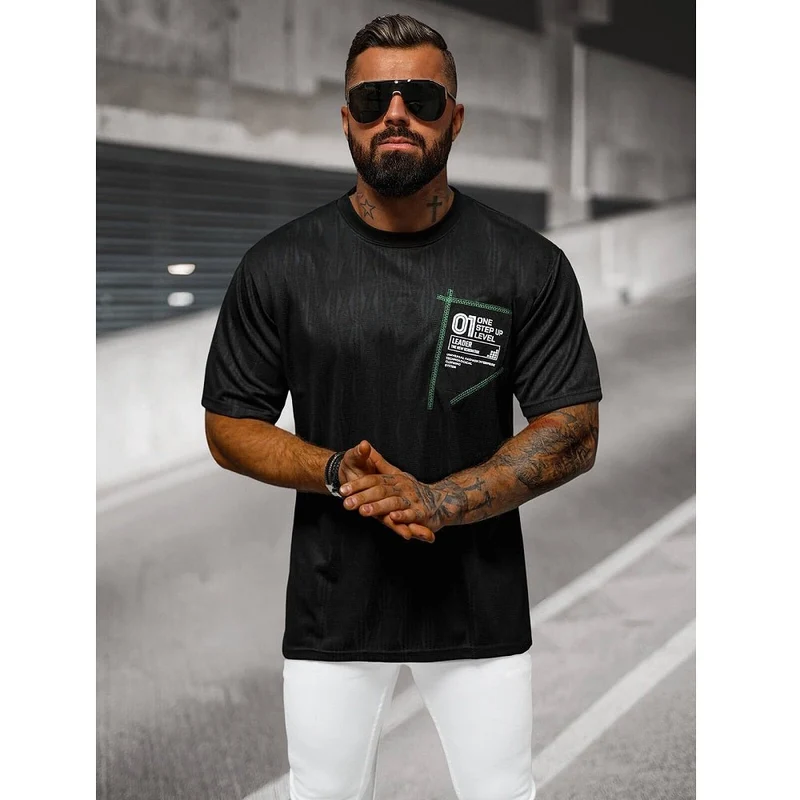 Svart T-shirt 01 - Upphöjt Mönster