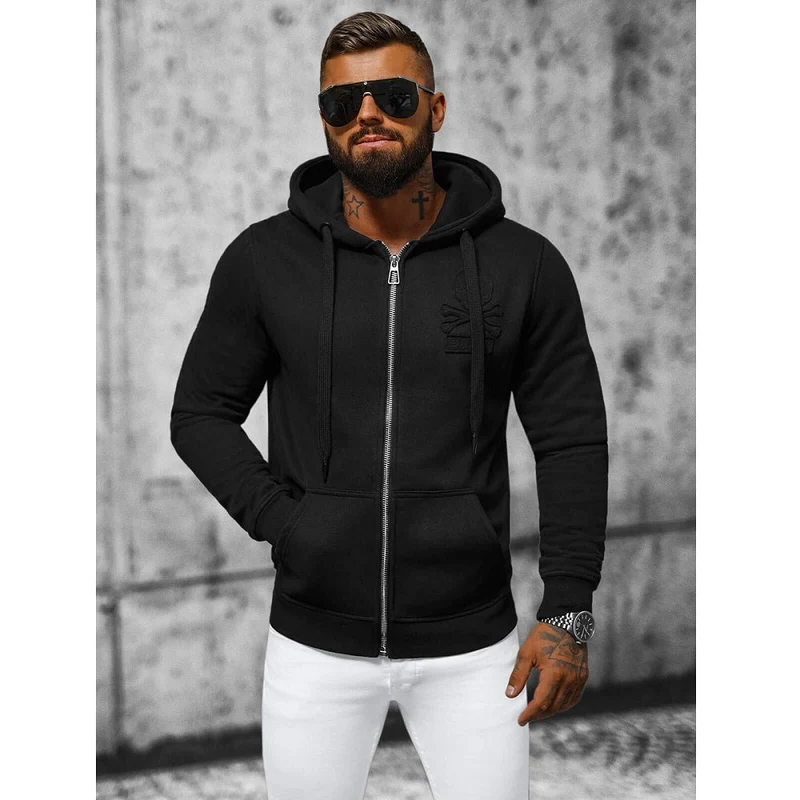 Svart Zip Hoodie - Luvtröja Herr - Utförsäljning