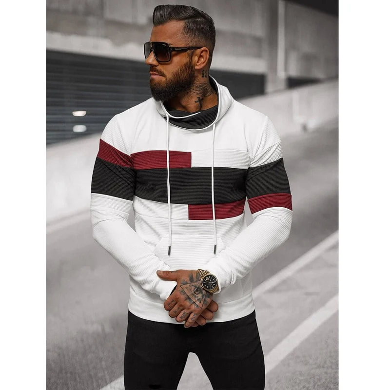 Herrtröja med hög krage - Vit sweatshirt