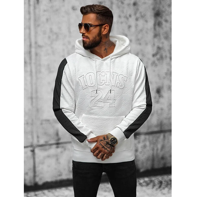 Vit Hoodie Iocns 24 - Herrluvtröja