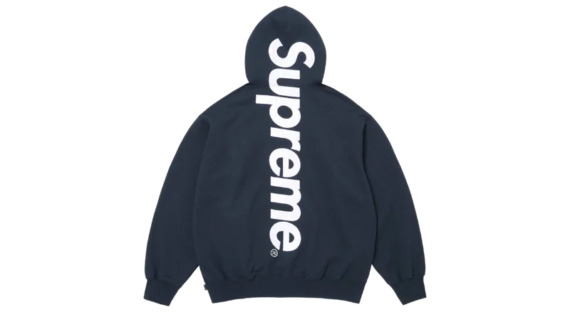 Supreme Satin Applique Hoodie Navy (SS26)