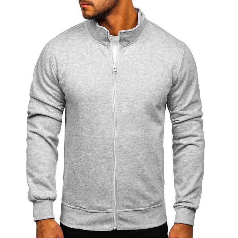 Herrtröja med dragkedja - Full Zip Tröja - Ljusgrå