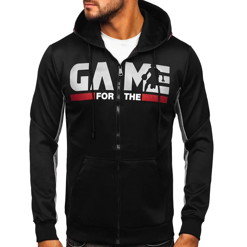 Svart Herr Zip hoodie
