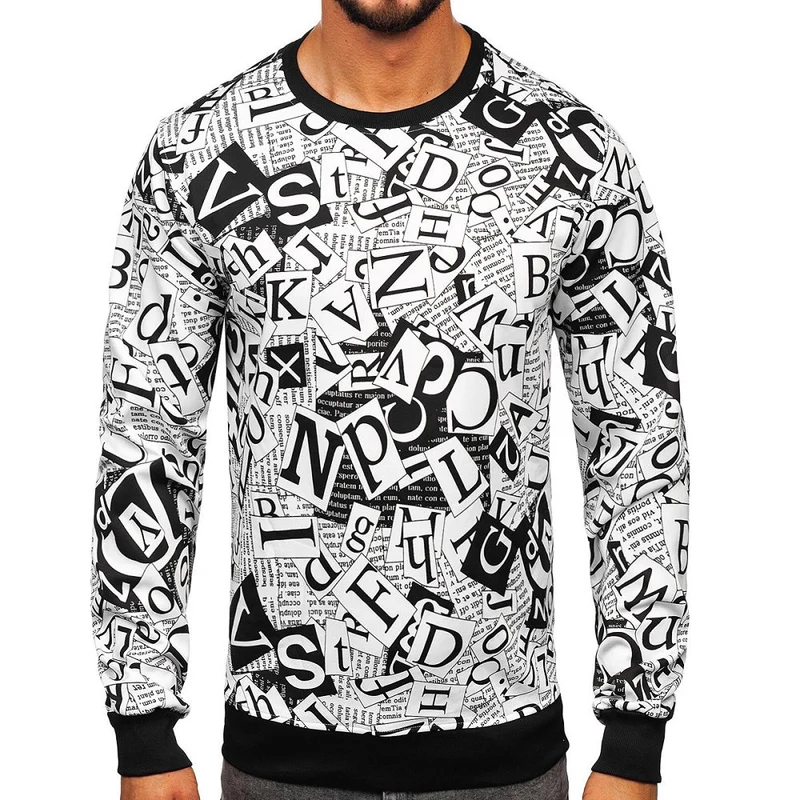Sweatshirt Svart/Vit med tryck - Herrtröja