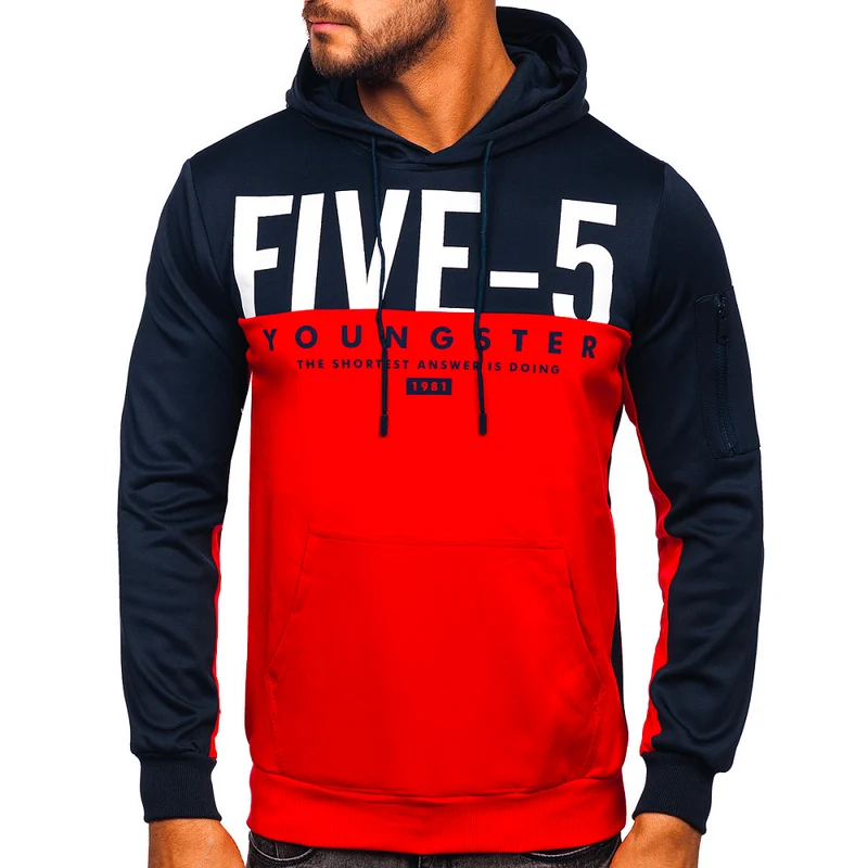 Sportig röd/mörkblå Hoodie