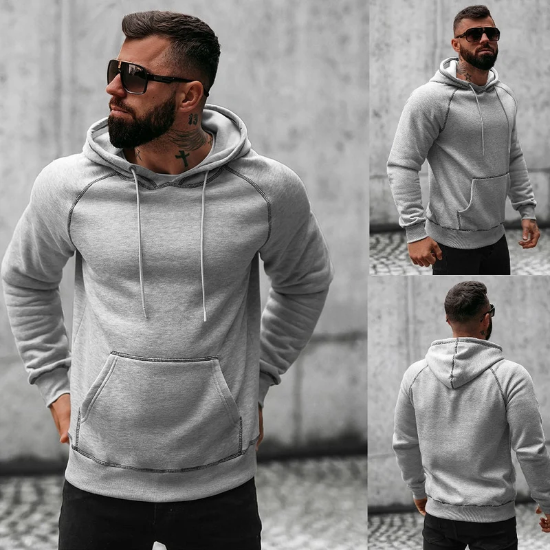 Ljusgrå sportig Hoodie - Herrtröja