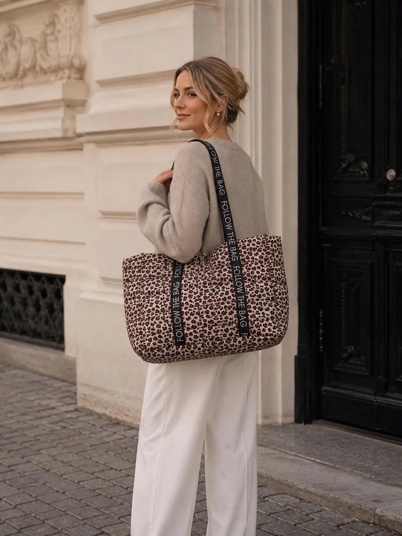 Quiltad shopper Leopard