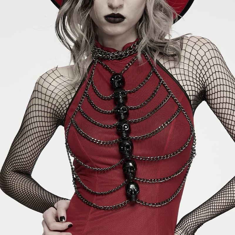 Punk Skull Chain Body Harness för kvinnor