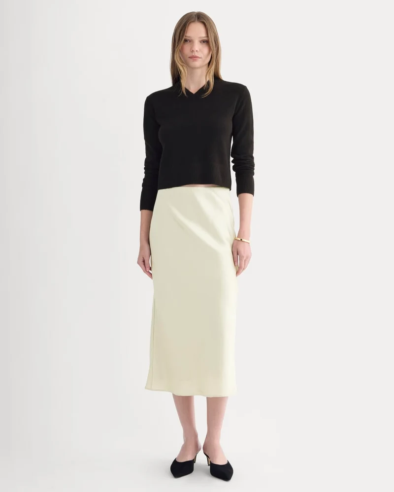 Slip Skirt in Silk Charmeuse | Bone