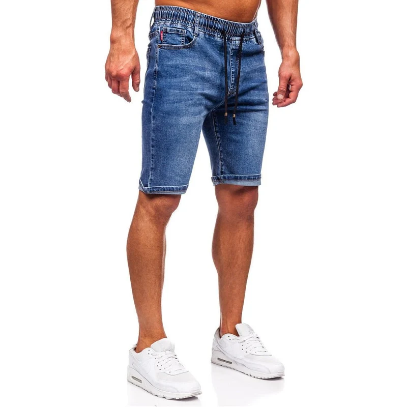 Blåa shorts med resår - Jeansshorts