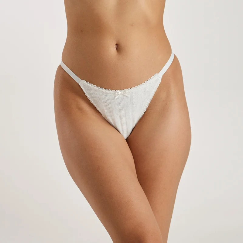 Strappy Pointelle Brazilian Trosor - Havrefärgad Marl