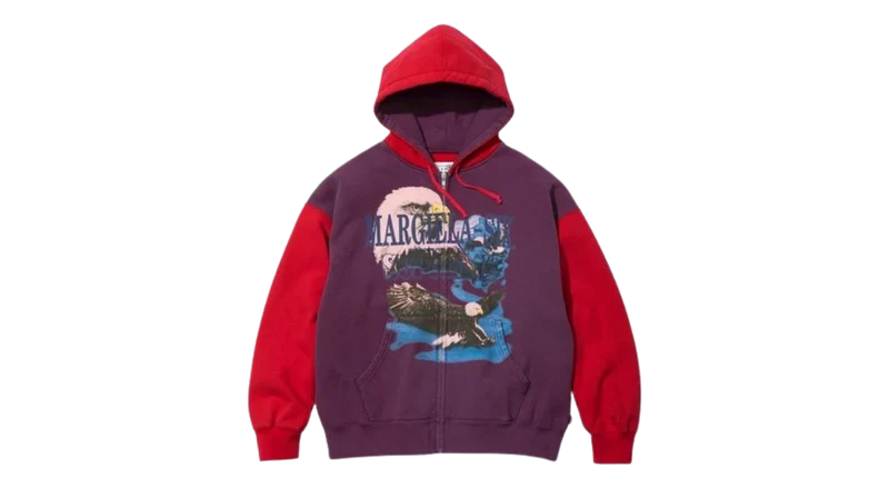 Supreme MM6 Maison Margiela Eagle Zip Up Hooded Sweatshirt Red/Navy