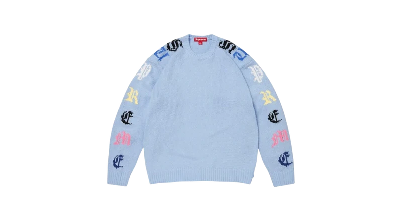 Supreme Old English Sleeves Sweater Light Blue