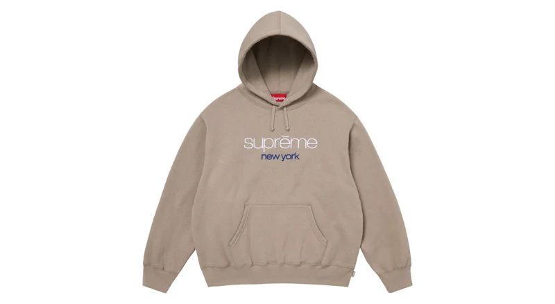 Supreme Classic Logo Hoodie Taupe