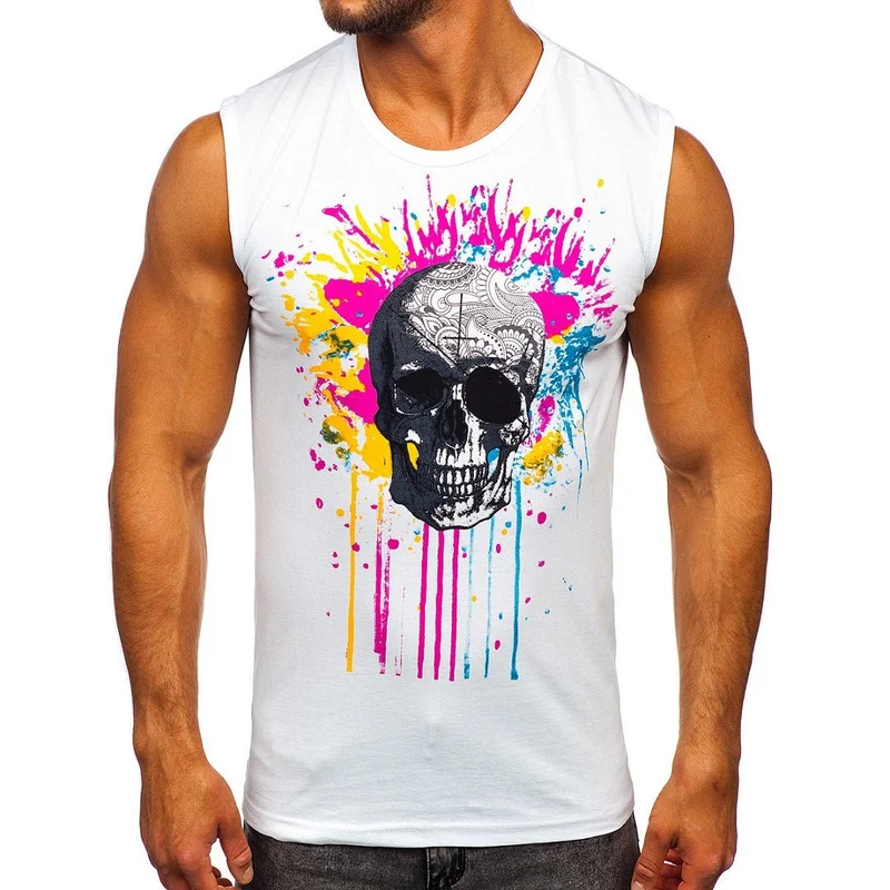 Vitt coolt linne printed