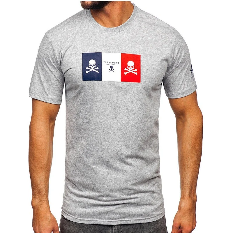 Ljusgrå Ezdicorne Black Island - Herr T-shirt