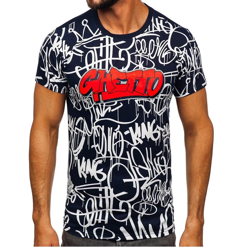 T-shirt med tryckt graffiti motiv - Herr