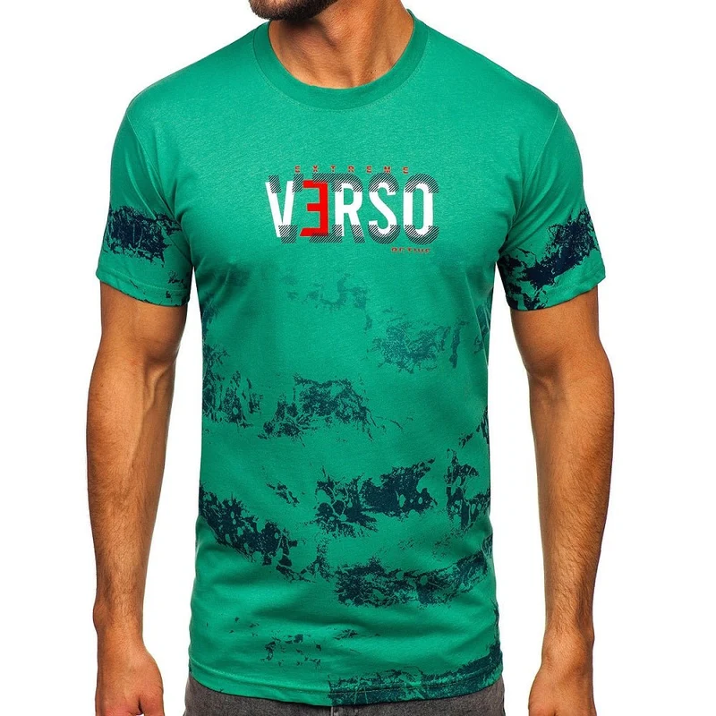 T-shirt grön printed Verso - Herrtröja