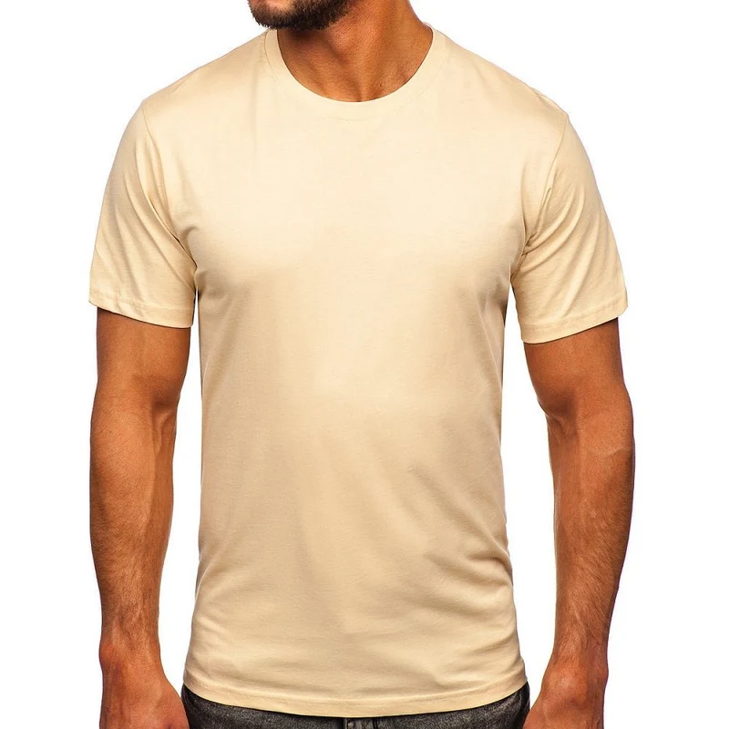 Beige Basic T-shirt - Rundhals Herr