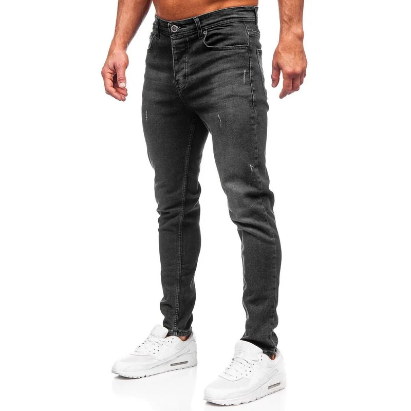 Svarta jeans regular fit - Herrjeans lätt slitna