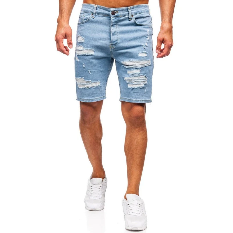 Slim fit Jeansshorts - Ljusblåa Herrshorts