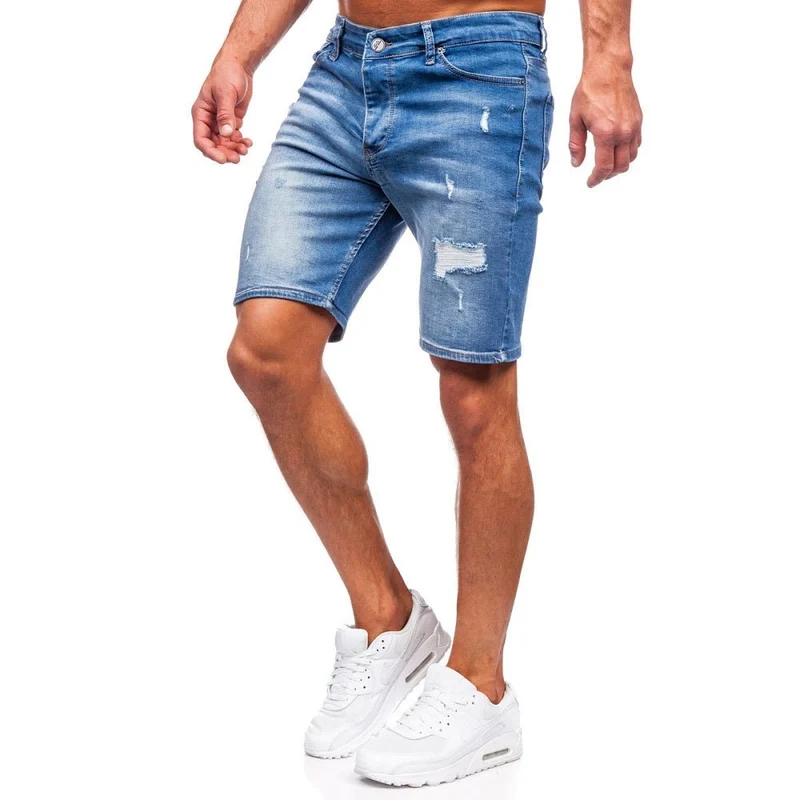 Blå jeansshorts - Herrshorts med slitningar