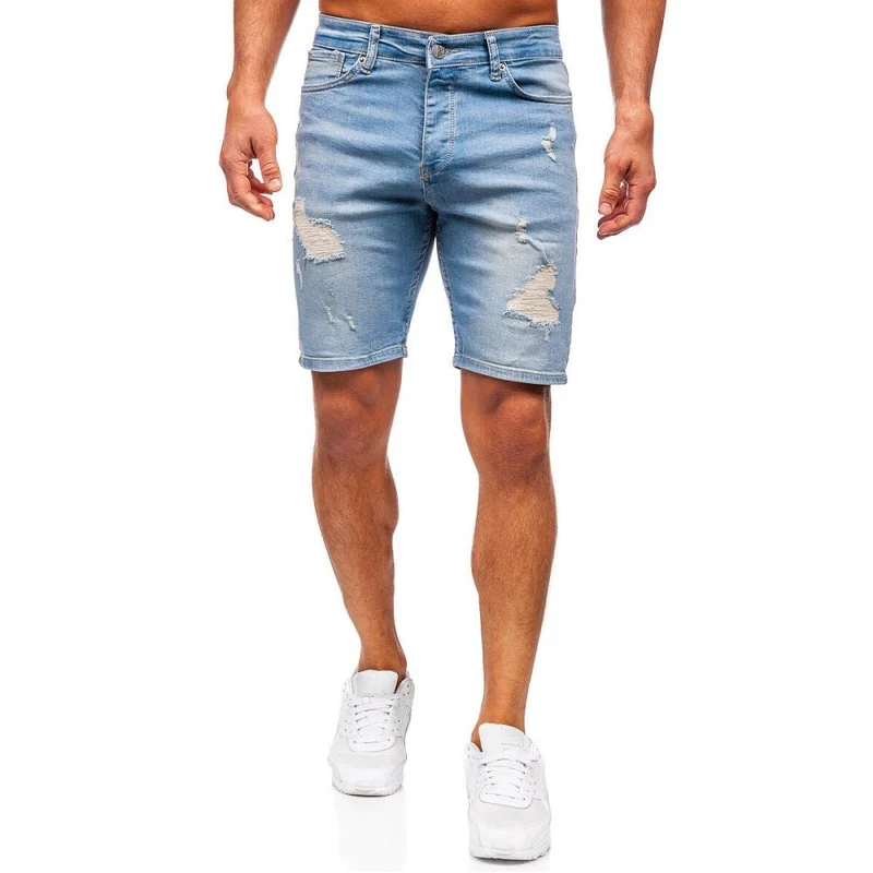 Slim fit ljusblåa shorts - Jeansshorts herr
