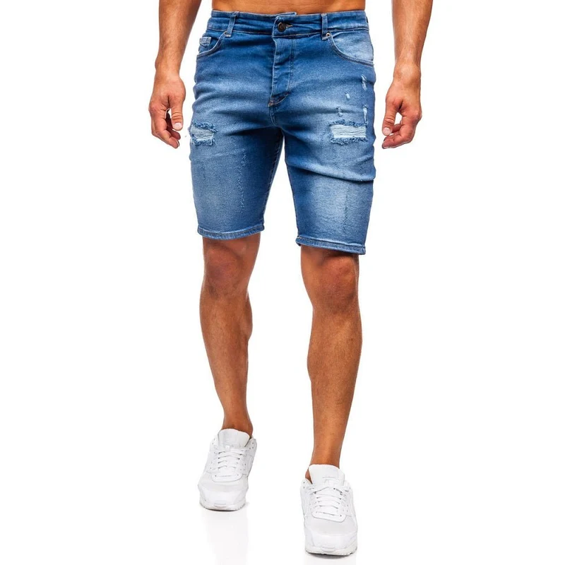 Jeanshorts Trendig Modell - Slim fit Mörkblå