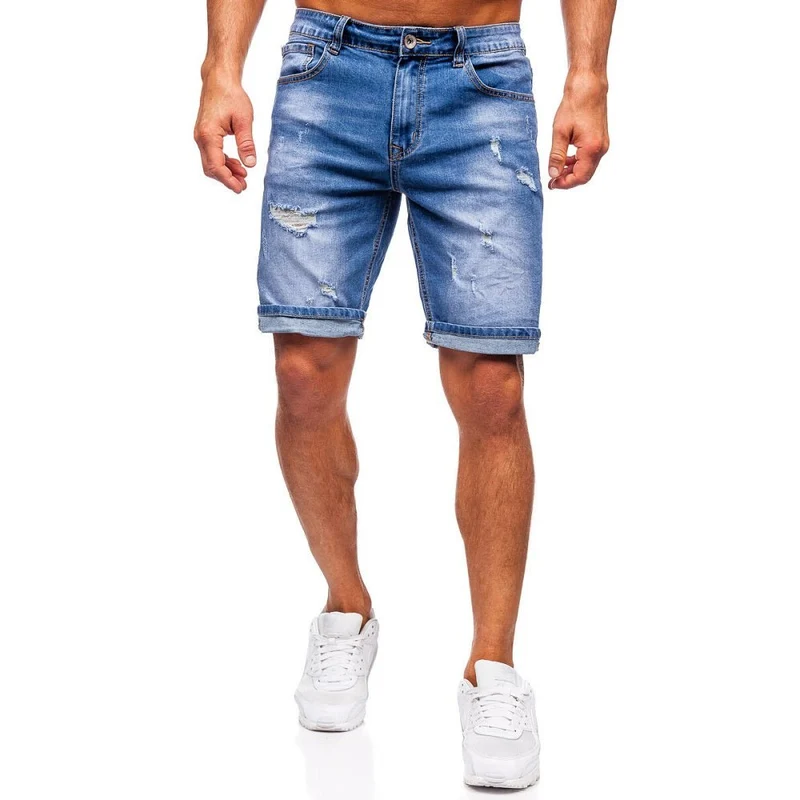 Blåa Jeansshorts - Destroyed