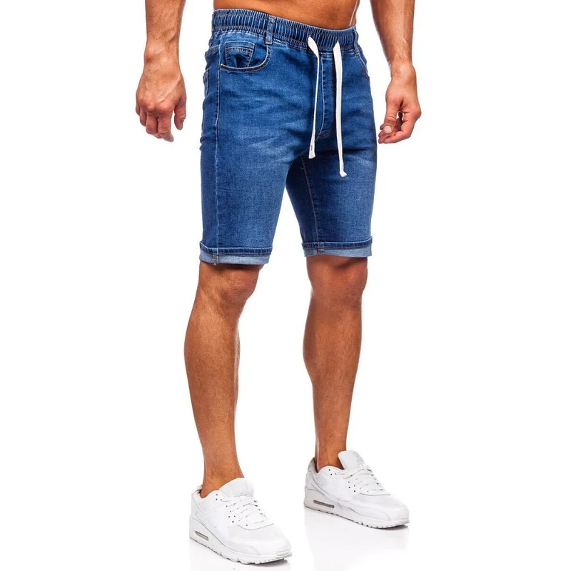 Blåa Jeansshorts - Resårshorts Herr