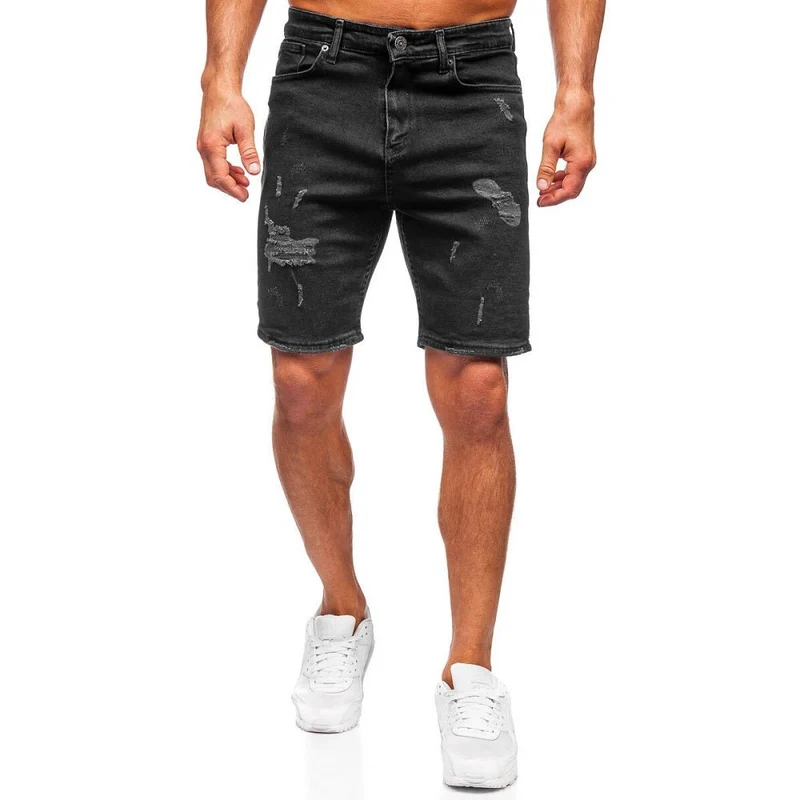 Jeansshorts sliten modell - Svarta herrshorts