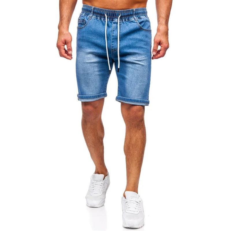 Blåa shorts med resår - Jeansshorts