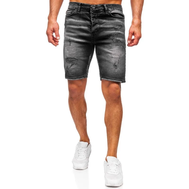 Jeansshorts för herr - Sliten slim fit modell