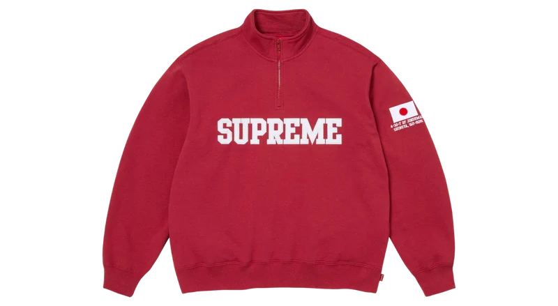 Supreme Shop Flag Half Zip Pullover Red (Japan)