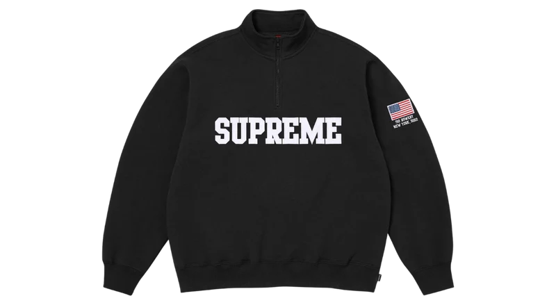 Supreme Shop Flag Half Zip Pullover Black (USA)