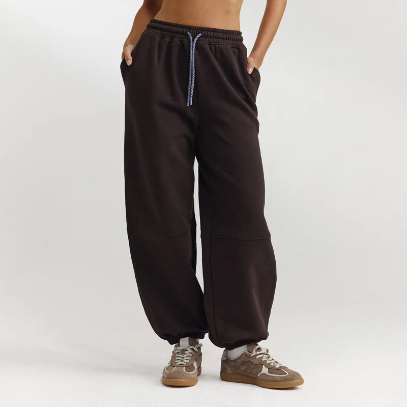 Barrel Leg Joggingbyxor - Mörk Choklad